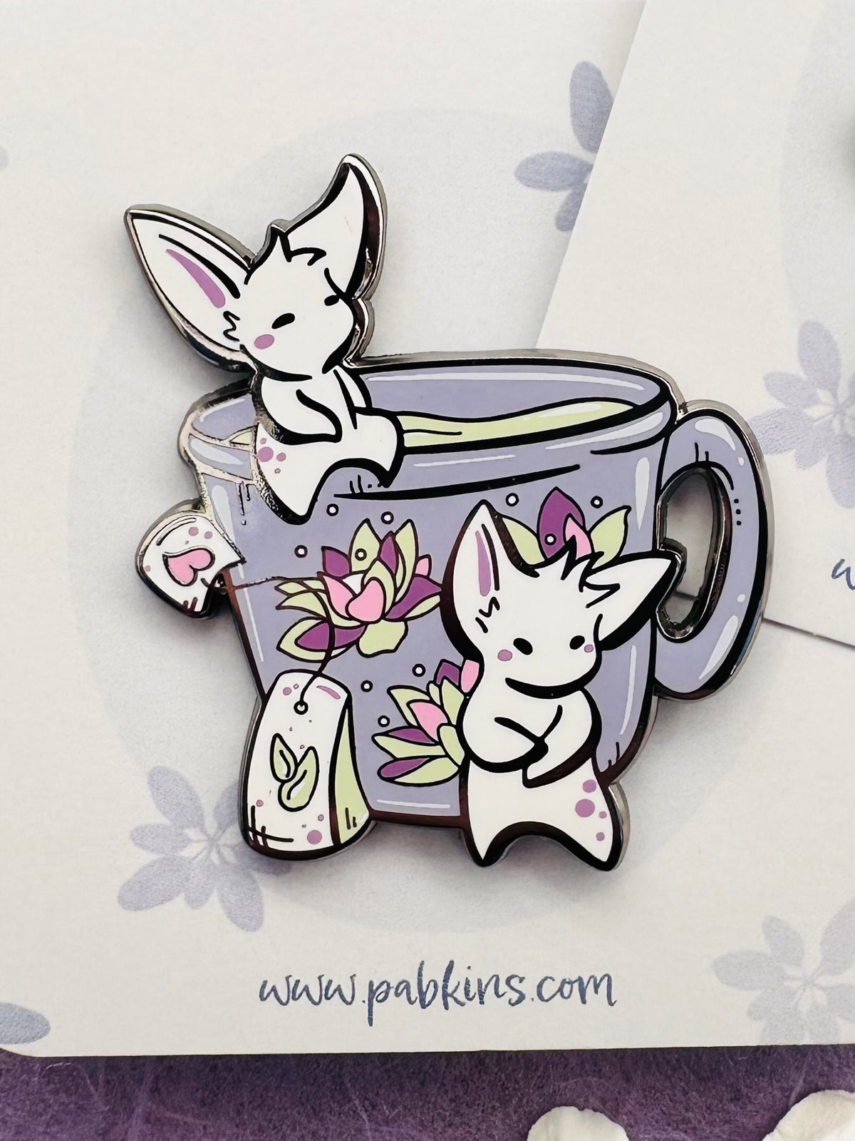 Tea Critters - hard enamel pin front view