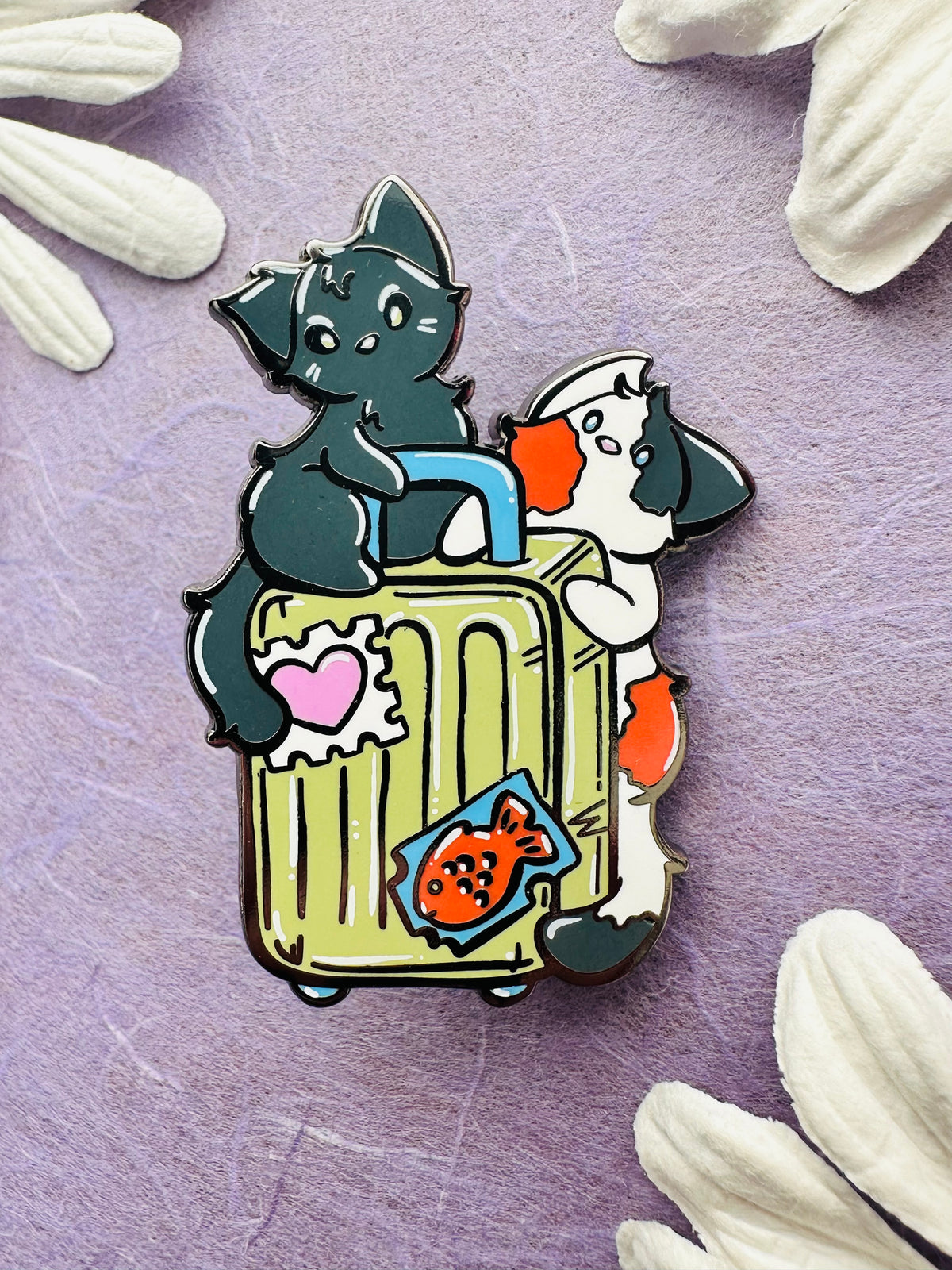 Traveling Cat Luggage - hard enamel pin no backing