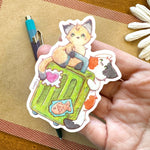 Traveling Cat Luggage - vinyl sticker Alt View