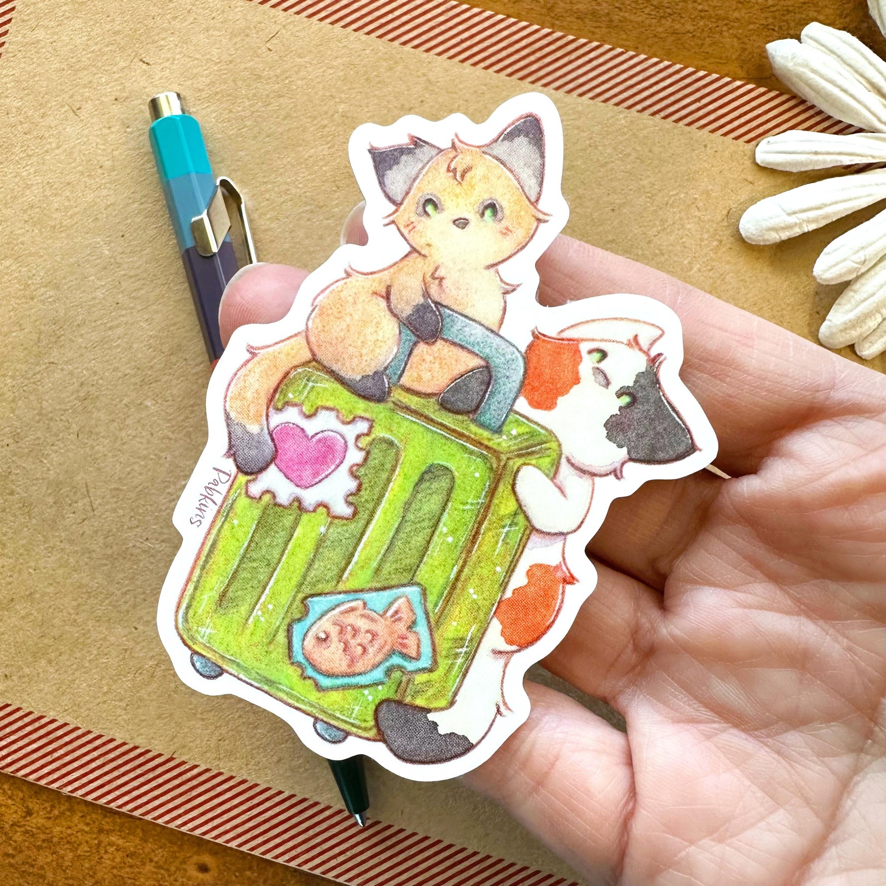 Traveling Cat Luggage - vinyl sticker Alt View