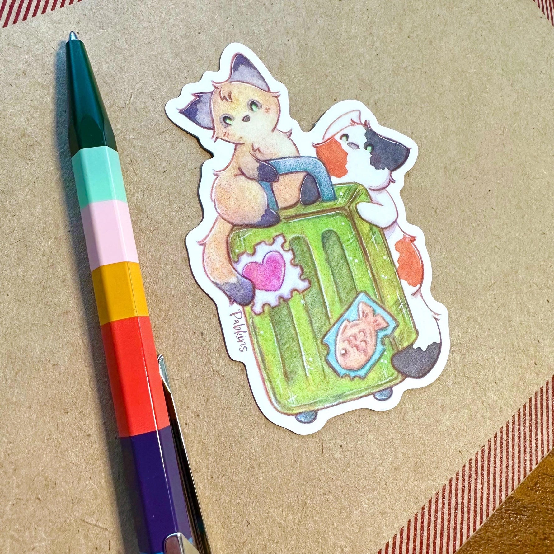 Traveling Cat Luggage - vinyl sticker Alt View 2