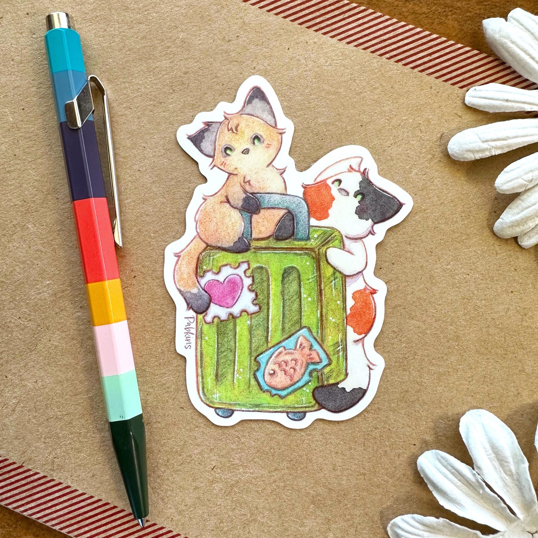 Traveling Cat Luggage - vinyl sticker Front View