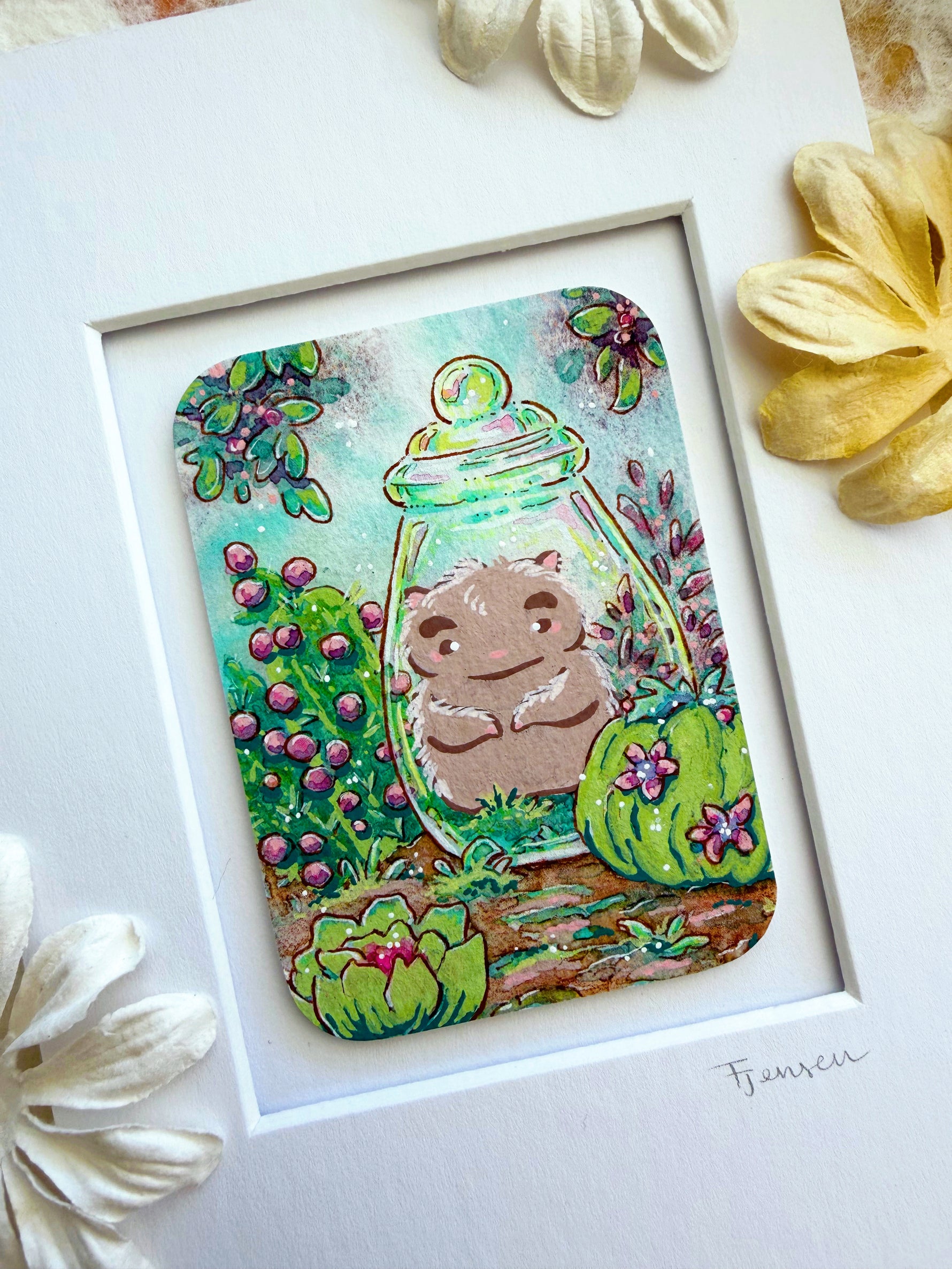 oh no you caught me hamster garden painting alt view