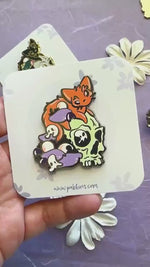 Spooky Orange Cat Skull Guardian - hard enamel pin video