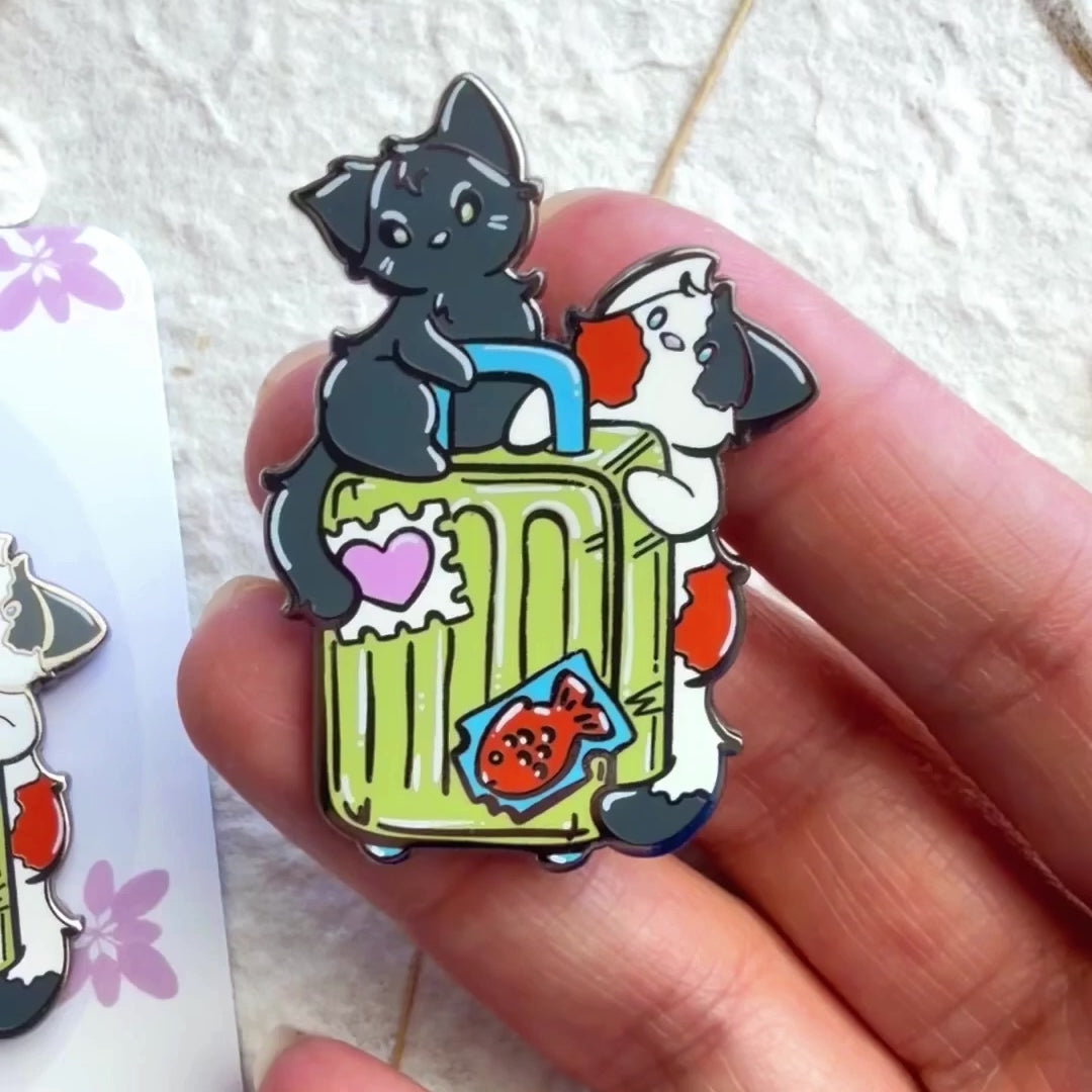 Traveling Cat Luggage - hard enamel pin Video