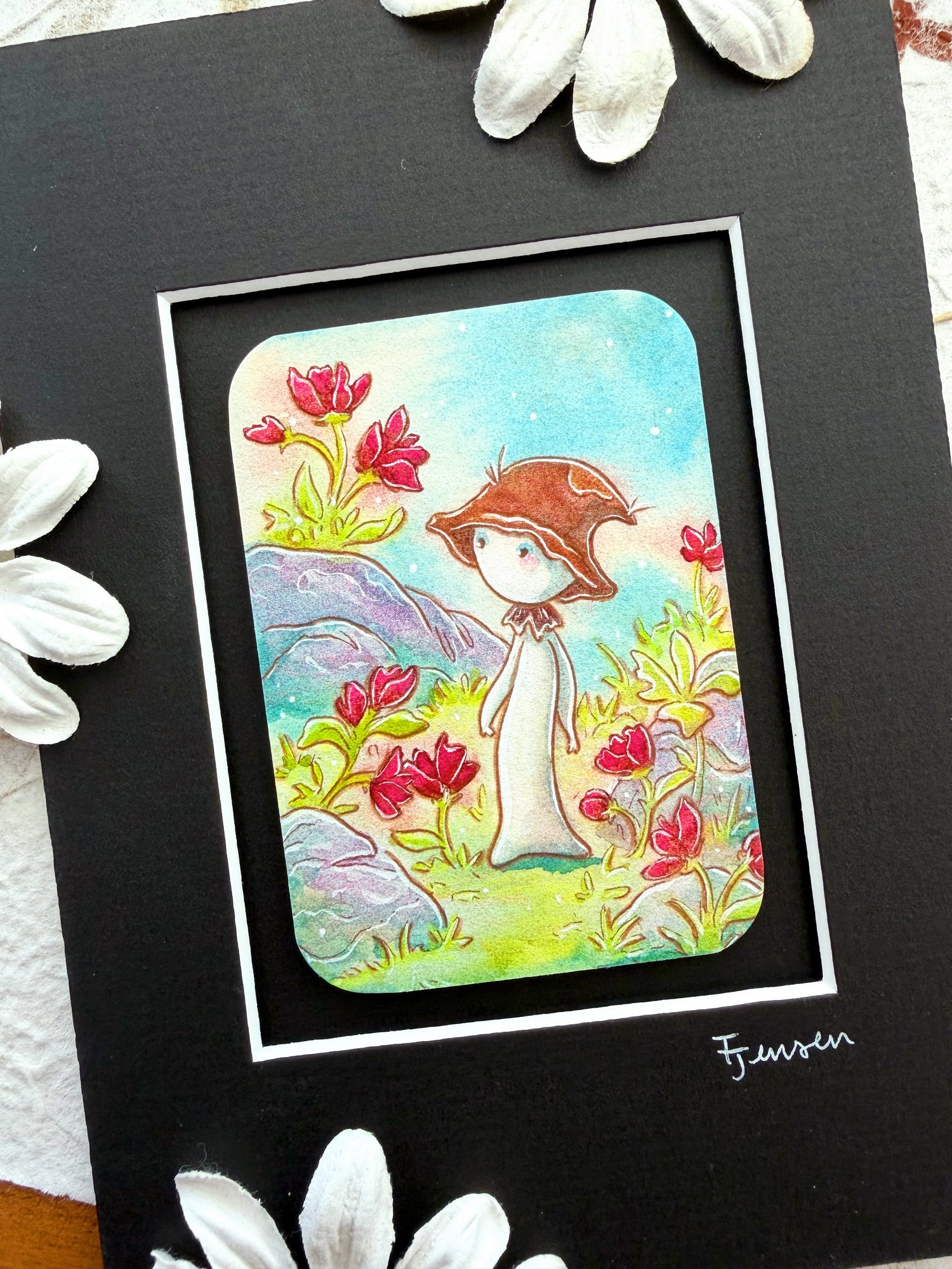 where was i headed mushroom folk painting front view
